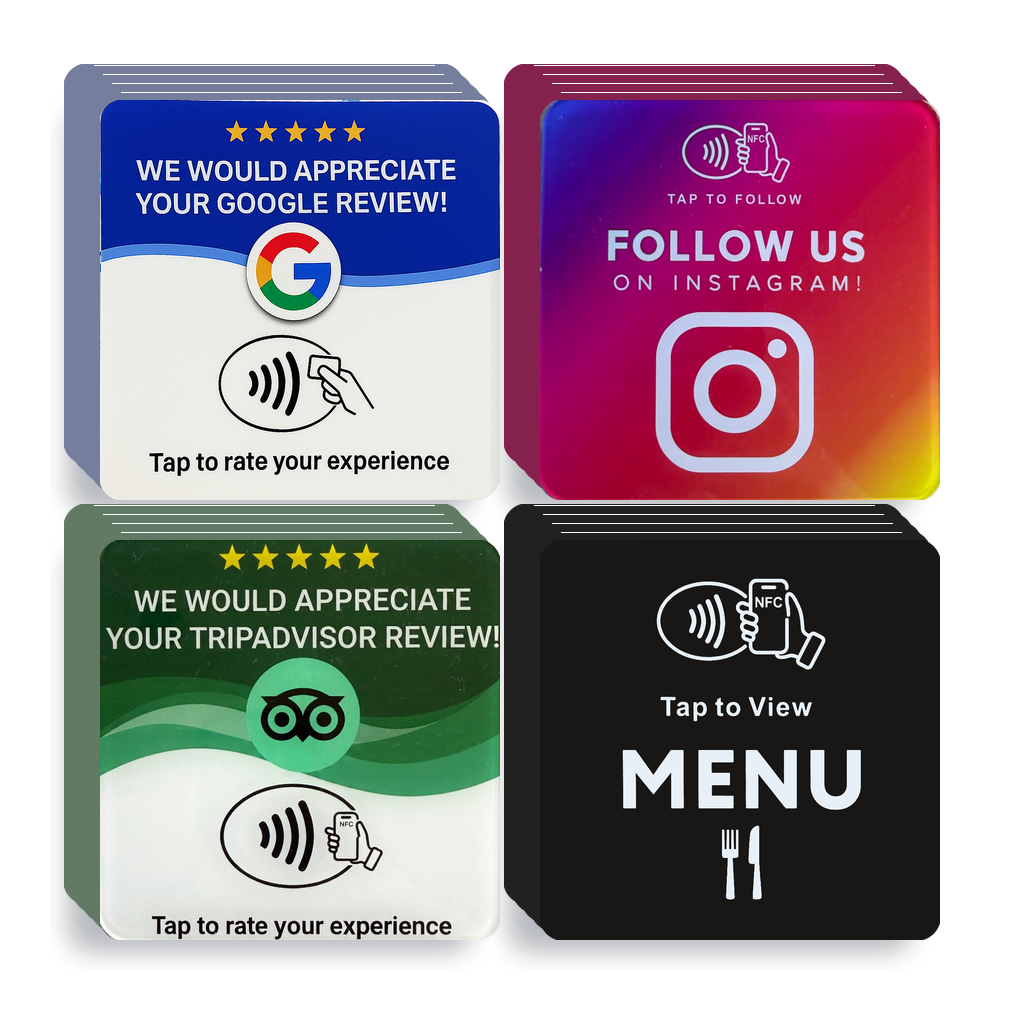 Mix bundle of 100 square NFC cards, 25 of each kind