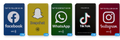 Social media NFC card bundle, 10 of each design, 50 cards total