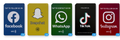 Social media NFC card bundle, 5 of each design, 25 cards total